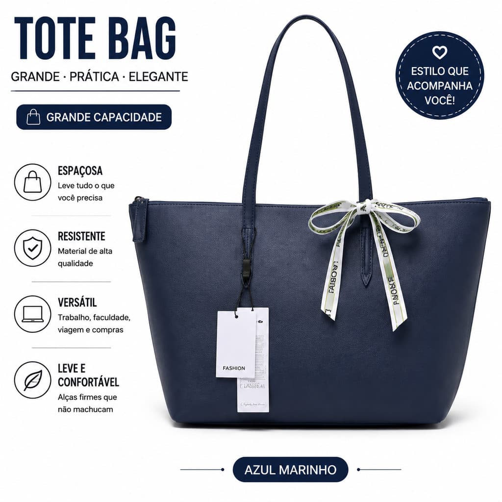 Bolsa Feminina Tote Bag Grande Capacidade Bolsa Ombro Casual Trabalho Faculdade Viagem Compras Dia A Dia