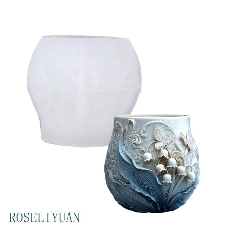 Molde Floral Borboleta Silicone ROS Para Plantador Cimento Resina E Artesanato Decorativo