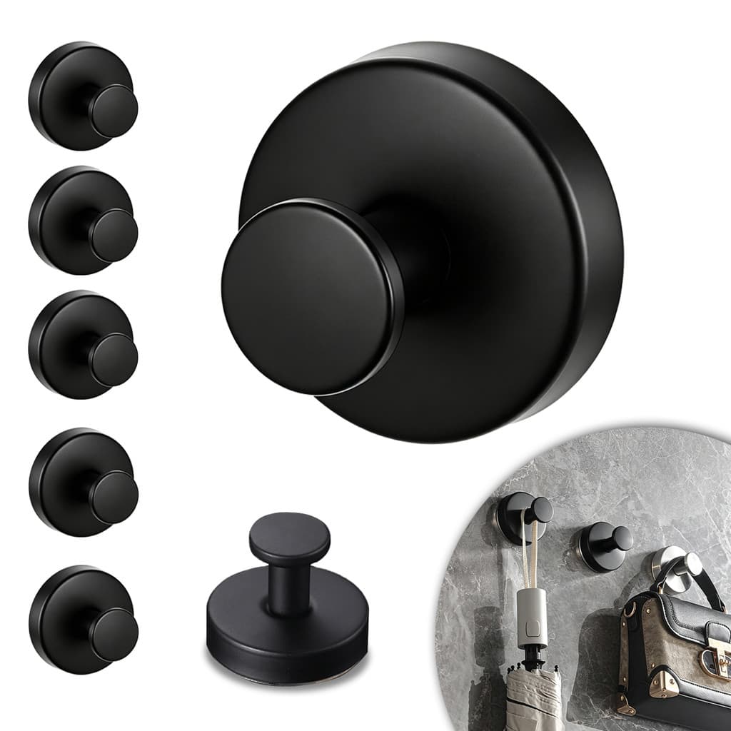Kit com 6 Ganchos de Ventosa em Aço para Parede Banheiro Suporte Sem Furo Resistente para Pendurar Toalhas