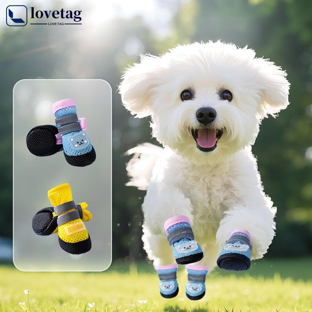 LOVETAG Sandálias De Malha Respirável Para Cães Pequenos Sapatos De Verão Animais De Estimação Com Sola Elástica Antider