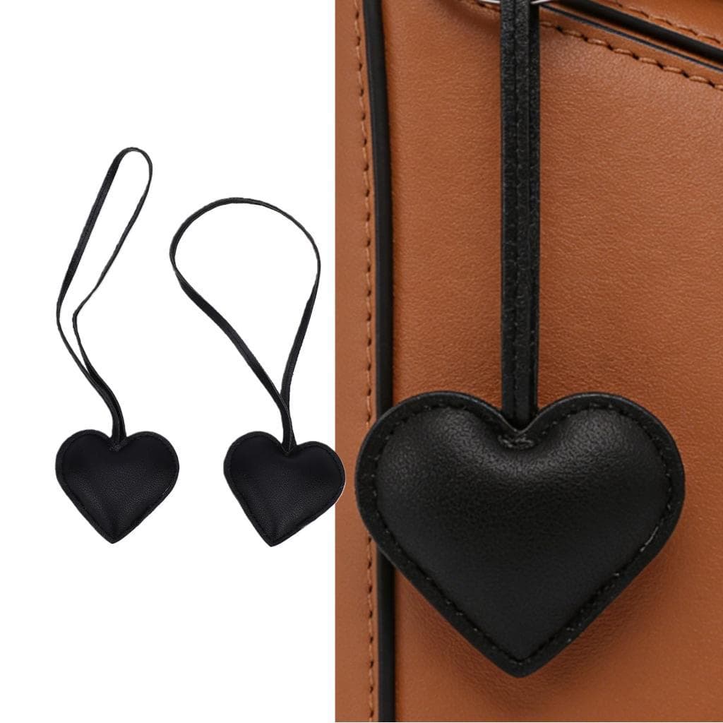magicstore 2 Peças De Couro Coração Bolsa Amuletos Elegantes E Fofos Chaveiro Acessórios Para Mochila Decoração Preto 2