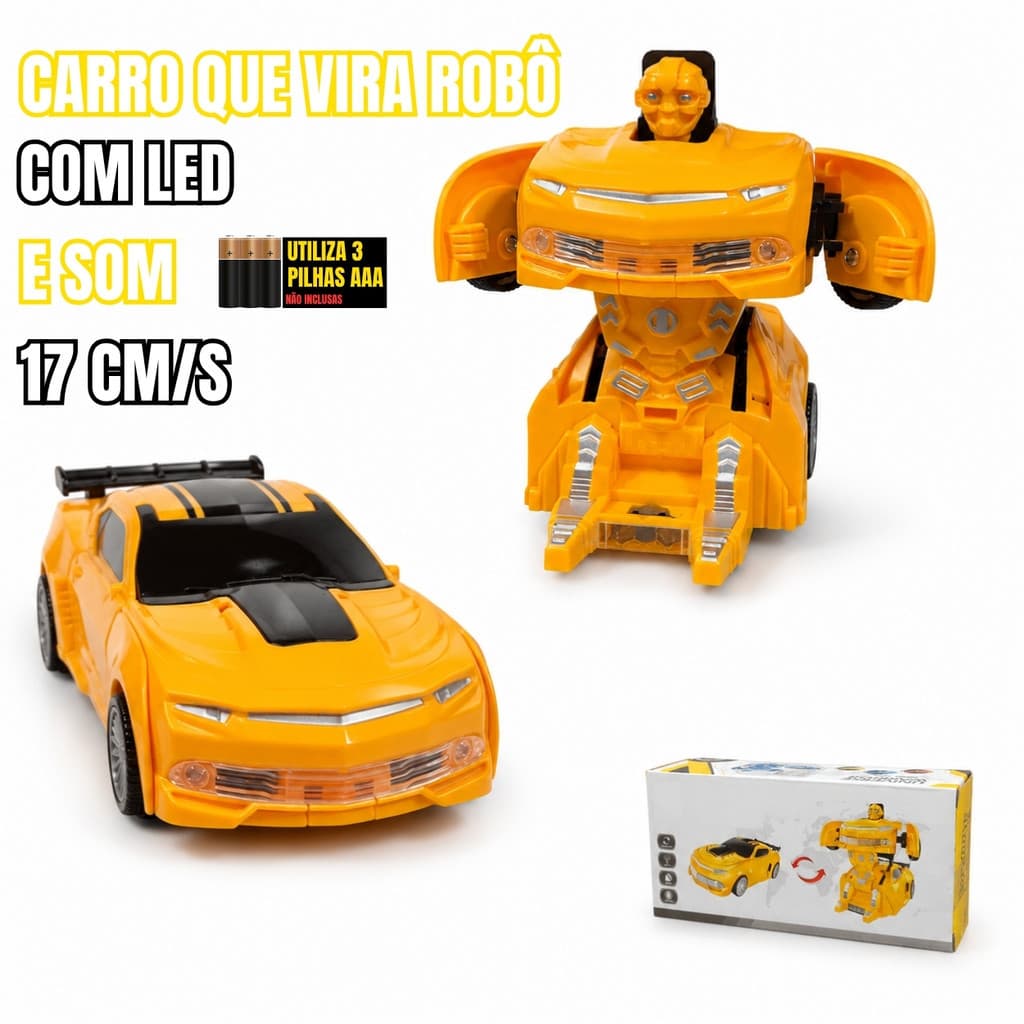 Carro que Transforma em Robô Infantil Automático 17cm