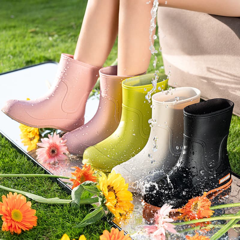 Botas de chuva para adultos, à prova d'água, antiderrapante, resistente ao desgaste, botas de água espessadas, cano médi