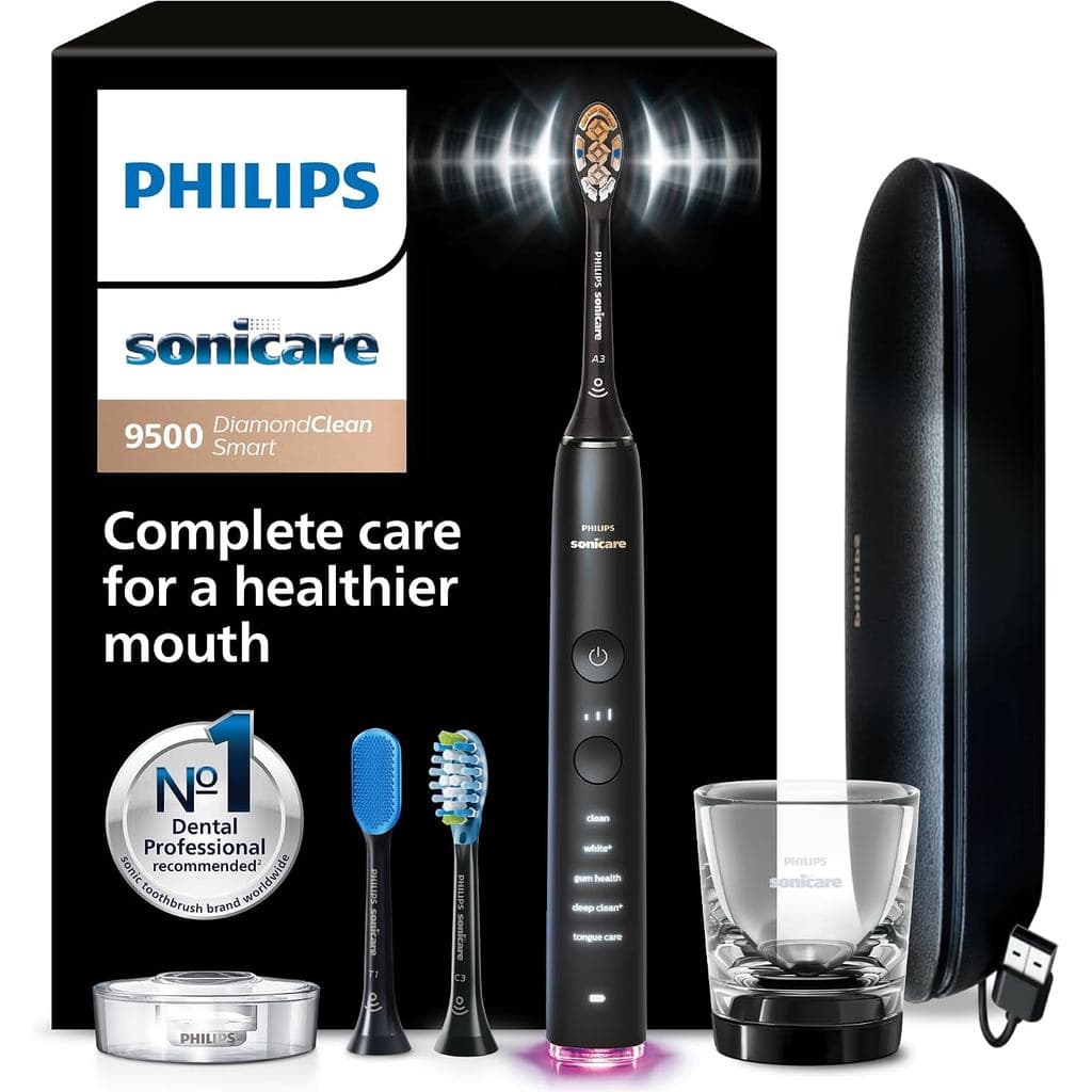 Escova de Dentes Elétrica Philips Sonicare DiamondClean Smart 9500 - Escova Sônica com Aplicativo, Sensor de Pressão, 15
