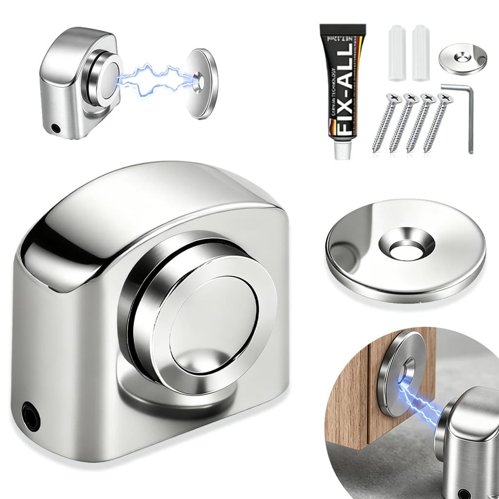 Prendedor Porta Magnético Inox Cromado Trava Fixador Resistente Banheiro