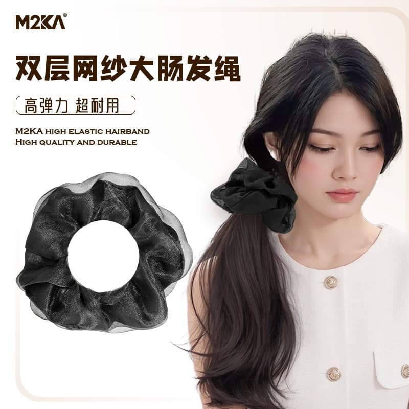 M2Ka dupla camada gaze Scrunchy laço de cabelo feminino 2026 novo estilo estilo coreano High-End laço de cabelo laço de