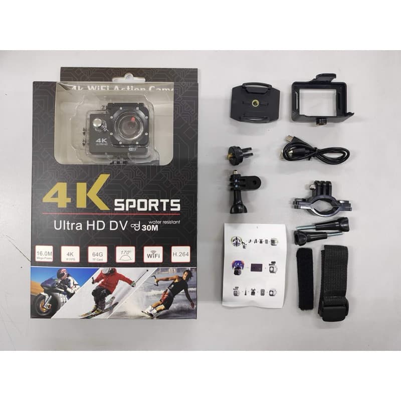 Câmera de ação 4K Ultra HD WiFi 30 metros à prova d'água com controle remoto