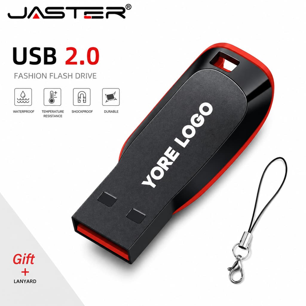 JASTER Personalizado Cor Impressa Plástico USB 2.0 Flash Drive 4GB 64GB 32GB 16GB Pendrive Grátis Impressão De Logotipo