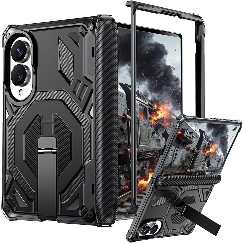 Capa Magnética De Proteção De Dobradiça Para Samsung Z Fold 8 Com Suporte De Grau Mil Testado | Fina E Robusta À Prova D