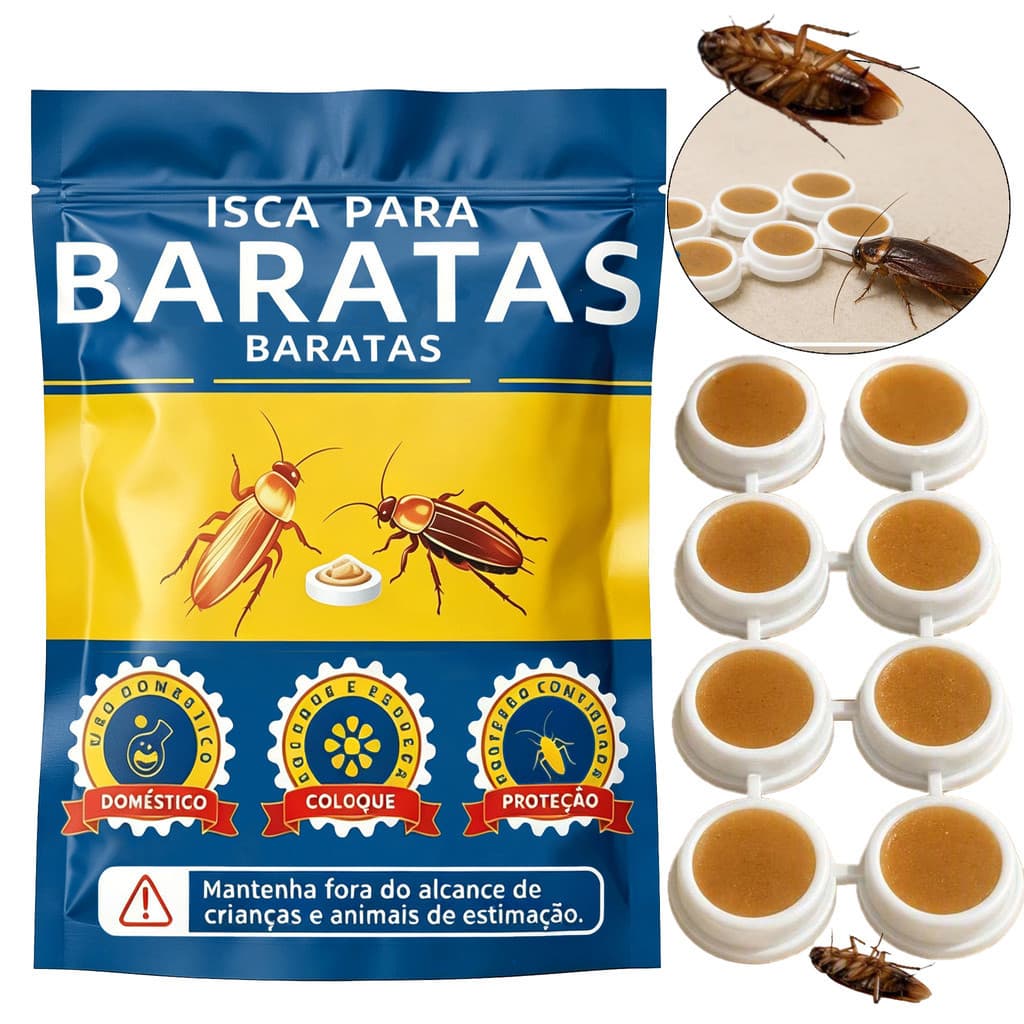 O conjunto de iscas para baratas é removível com fita adesiva 3M, adequado para locais domésticos como cozinhas e banhei