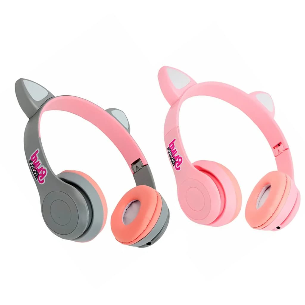 Fone Ouvido Radio FM Bluetooth Mini Cat Orelha Gato Led Recarregável