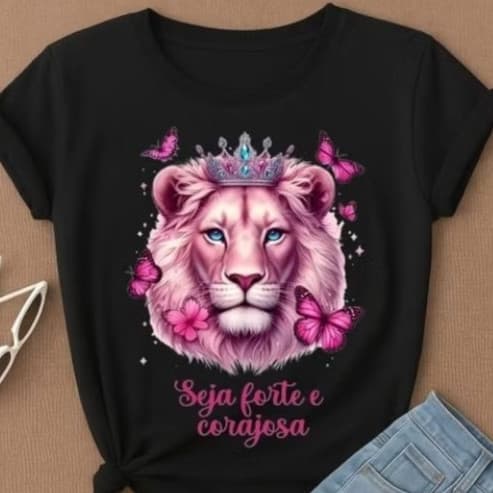Blusa Feminina Estilosa Cristã Leão de Judá Camiseta Evangélica  Algodão