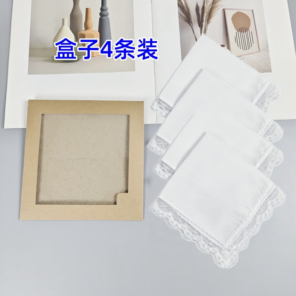 Caixa de presente 4 peças lenços de algodão de renda renda suprimentos de casamento decoração de casa presente para mães