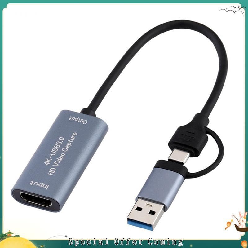 Placa De Captura De Vídeo USB3.0 Gravador De Videogame 4K-Compatível Com USB Tipo C Para Transmissão Ao Vivo De Jogos