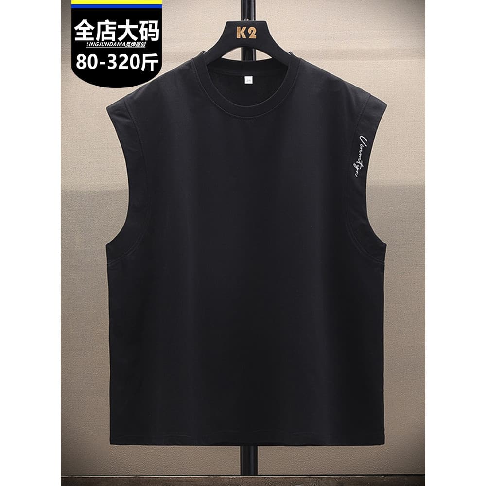 T na moda All-Match tamanho grande colete de seda gelo masculino verão fino colete Casual sem mangas camiseta mais gordu