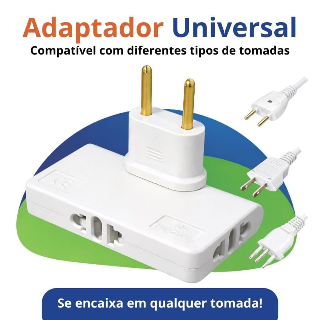 Benjamim Articulado Adaptador 3 em 1 Bivolt 10A Flexível Dobrável Tomada Universal Viagem