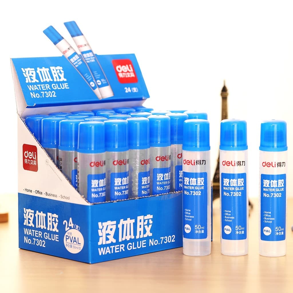 Deli material de escritório cola líquida comum 50ml cola 7302 artesanal DIY pequena cola pasta suave firme