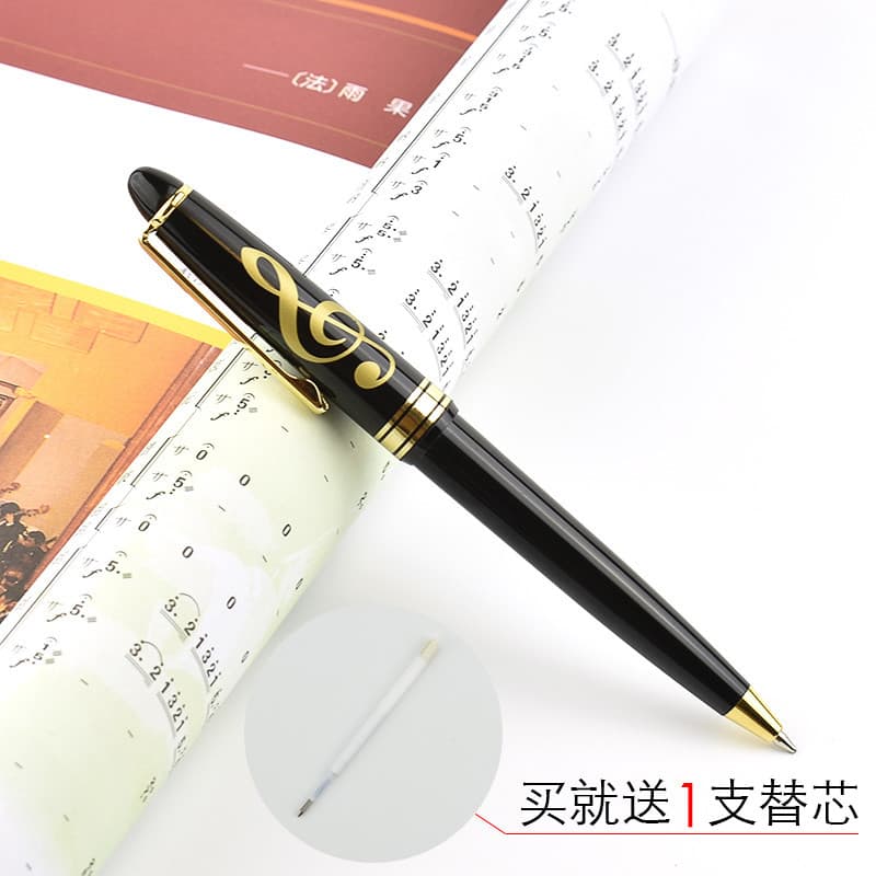 Taiwan música papelaria dourado agudos pontuação caneta esferográfica tipo Push caneta esferográfica nota pequeno presen