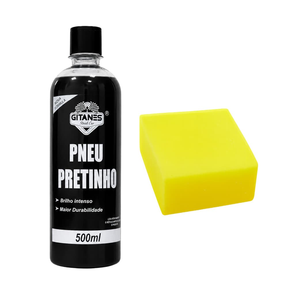 Pretinho Para Pneu Automotivo 500ml Gitanes + Esponja Aplicadora