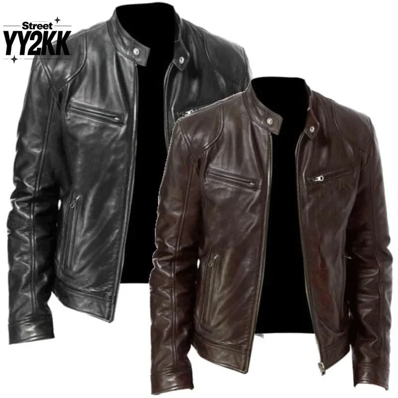Jaqueta De Couro Masculina bomber Motocicleta Motociclista PU casual Solto Ajuste Falsa Para Homens