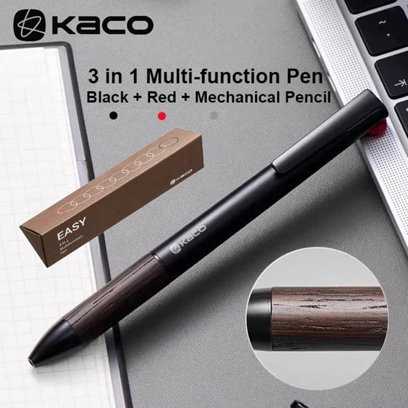 Caneta Multifuncional KACO 0.5 Mm Canetas De Gel Pretas/Vermelhas HB Mecânico Lápis Portátil Escrita Suave Para Notas De