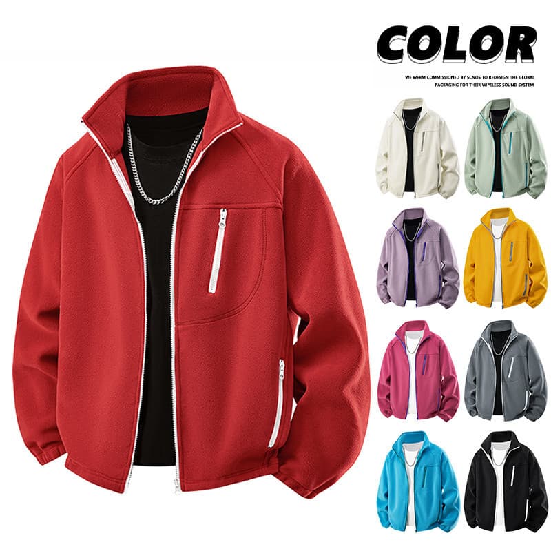 Jaqueta de lã grossa quente masculina estilo casal jaqueta masculina forro camisa de fundo moletom masculino gola alta f