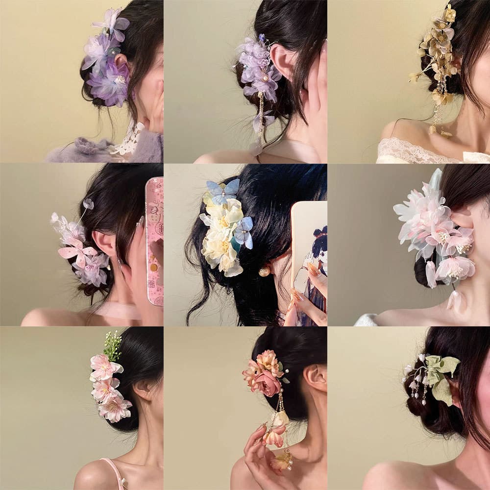 Puro desejo Super fada atmosfera rosa flor Hairpin fresco flor quente borla acessórios para o cabelo novo estilo chinês