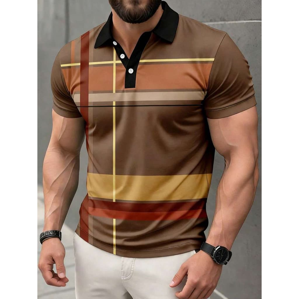 Homens verão camisa de golfe seco umidade absorvente 3D impresso camisa Polo manga curta Wicking camisa de golfe esporte