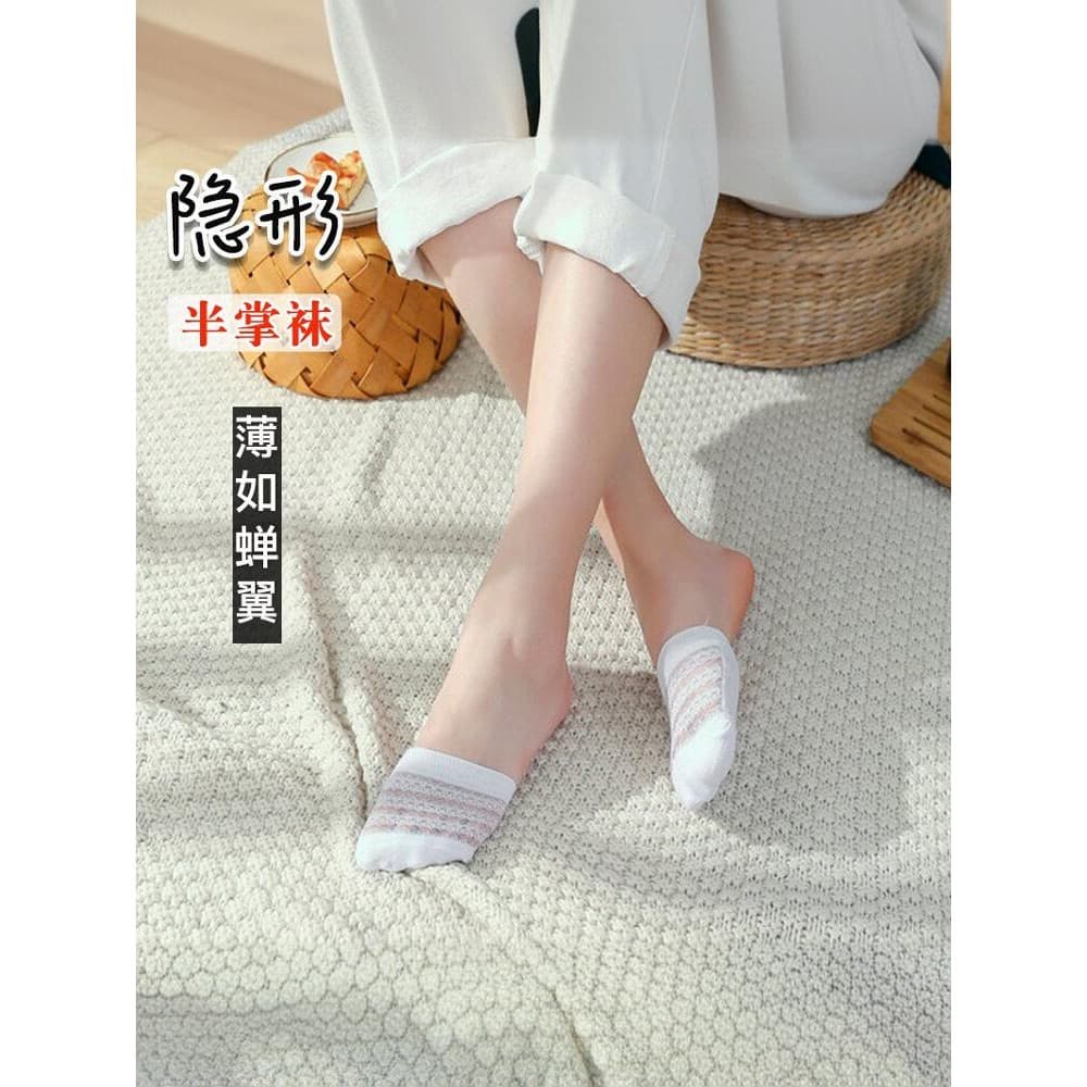 4 pares meia palma meias femininas Pedal meias de renda fina meia meias antiderrapante calcanhar-queda invisível alta el