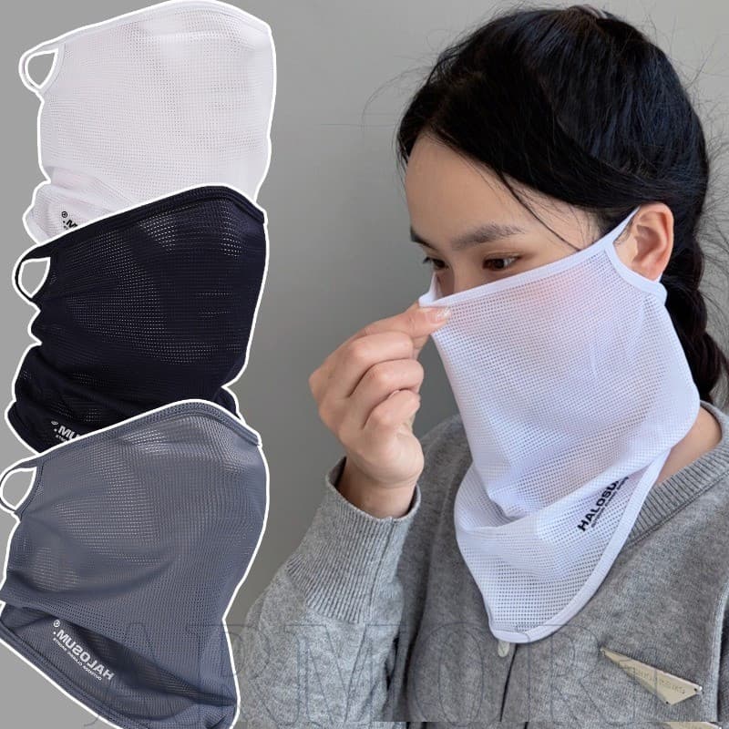 Máscara Facial Com Gancho Para Orelha-Verão , Mulheres , Homens , Uso Diário-Capa Anti-UV De Cor Sólida-Proteção Pescoço