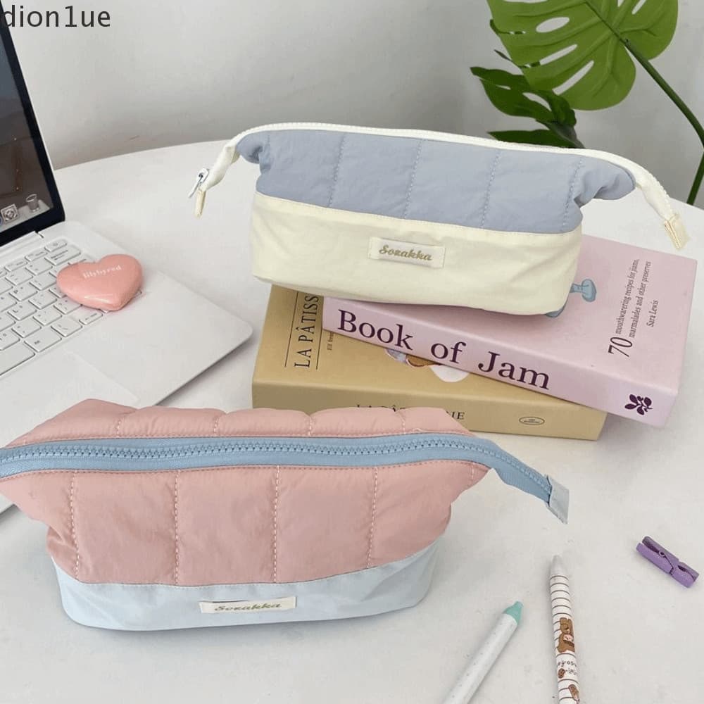 DION1UE Bolsa De Maquiagem Fofa , Lápis Dopamina Com Zíper De Grande Capacidade Armazenamento Colorblock , Estojo