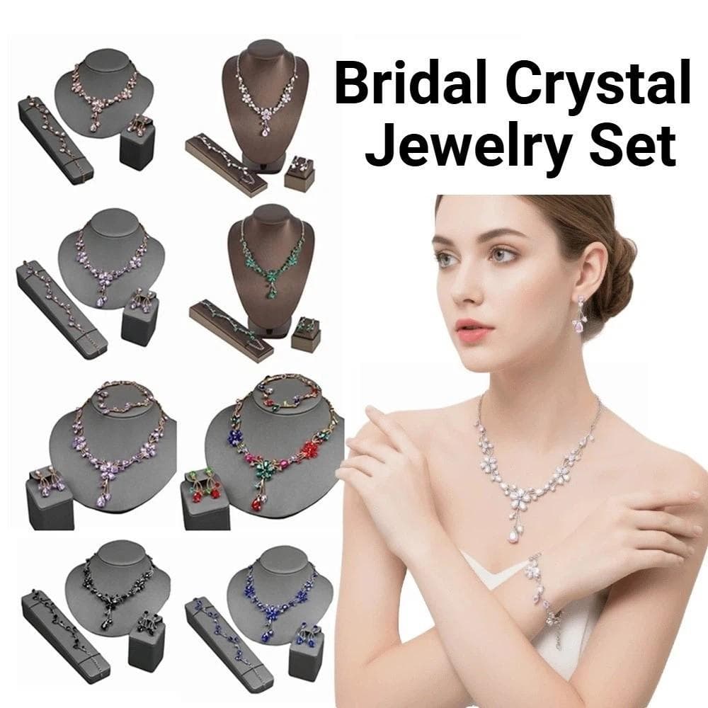 Conjunto De Joias De Strass Feminino , Brincos Brilhantes , De Colar De Flores , Barroco