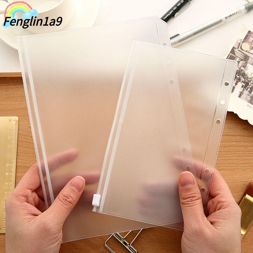 FENGLINA 1/5PCS PVC Armazenamento Zipper Organização Zip Lock De Folhas Soltas