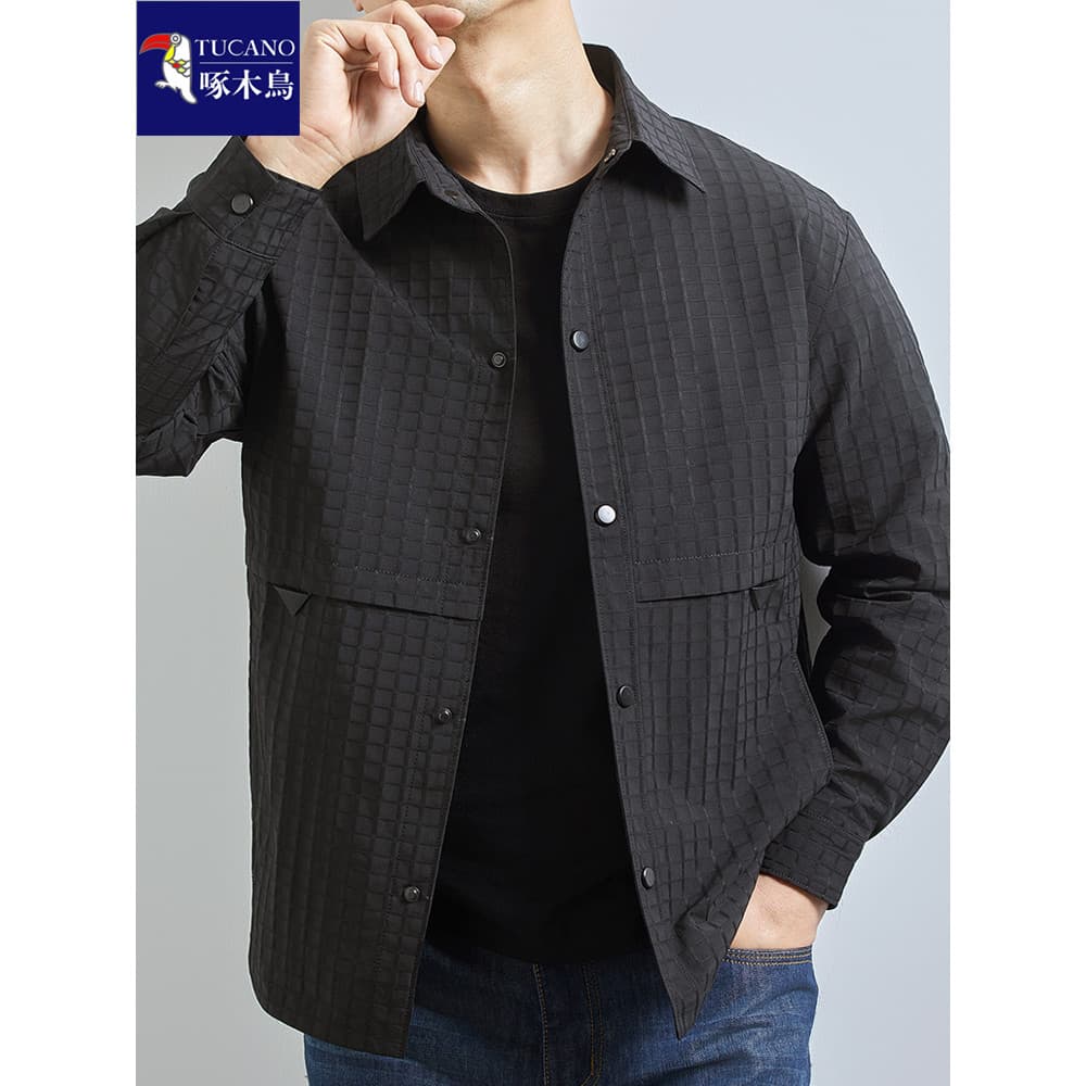 Pica-pau gordo cara jaqueta masculina 2025 primavera outono jaqueta de lapela fina mais gordura plus Size gordura solta