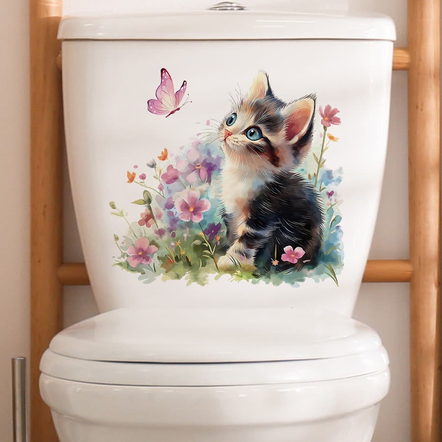 Adesivos de parede aquarela vaca gato borboleta flor auto-adesivo adesivos de parede adesivos decorativos