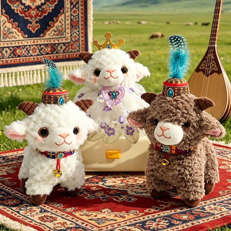 Bonito Xinjiang cordeiro boneca brinquedo de pelúcia zodíaco ovelhas ornamentos saco pingentes ovelha boneca ano da ovel