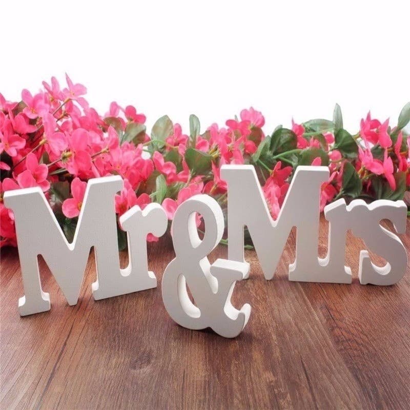 Mr & Mrs Wedding Decor Letras Em Inglês De Madeira