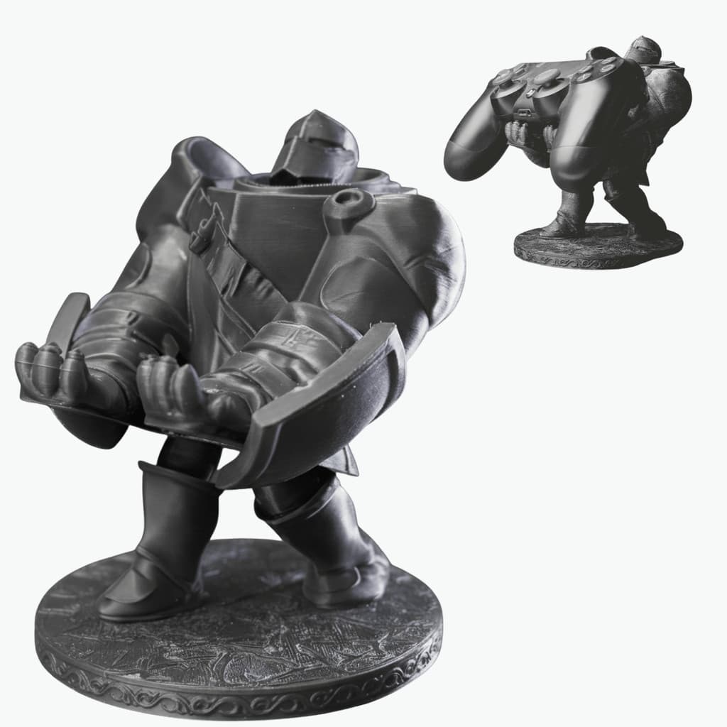 Suporte Porta Controle Gamer Cavaleiro Guardião Antigo Fosco 22cm