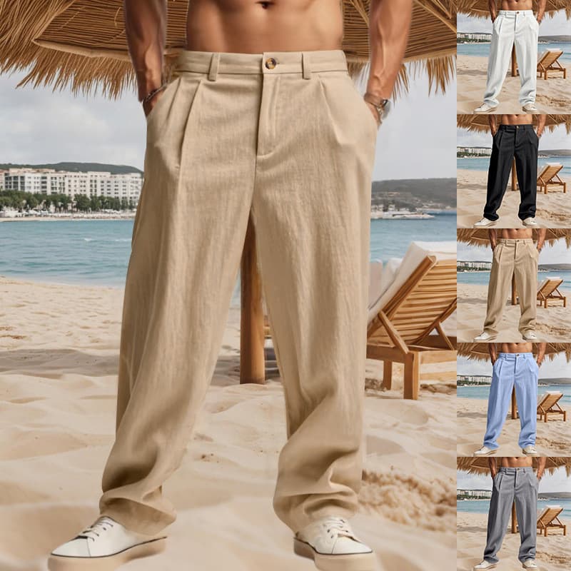 Calça Gurkha Masculina De Linho Para Todas As Estações , Comprida Casual