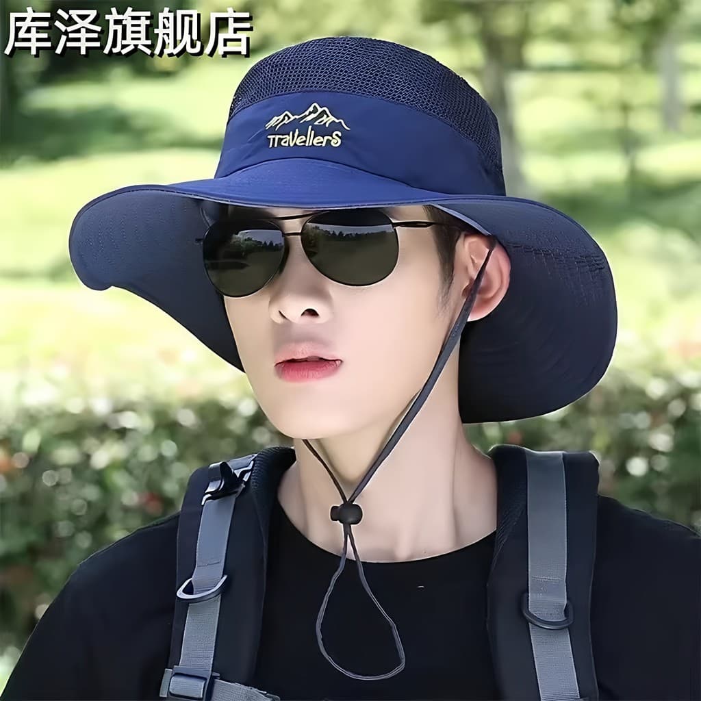 Chapéu de balde masculino verão Anti-ultravioleta viagem ao ar livre chapéu de sol pesca rosto-cobrindo chapéu de sol mo
