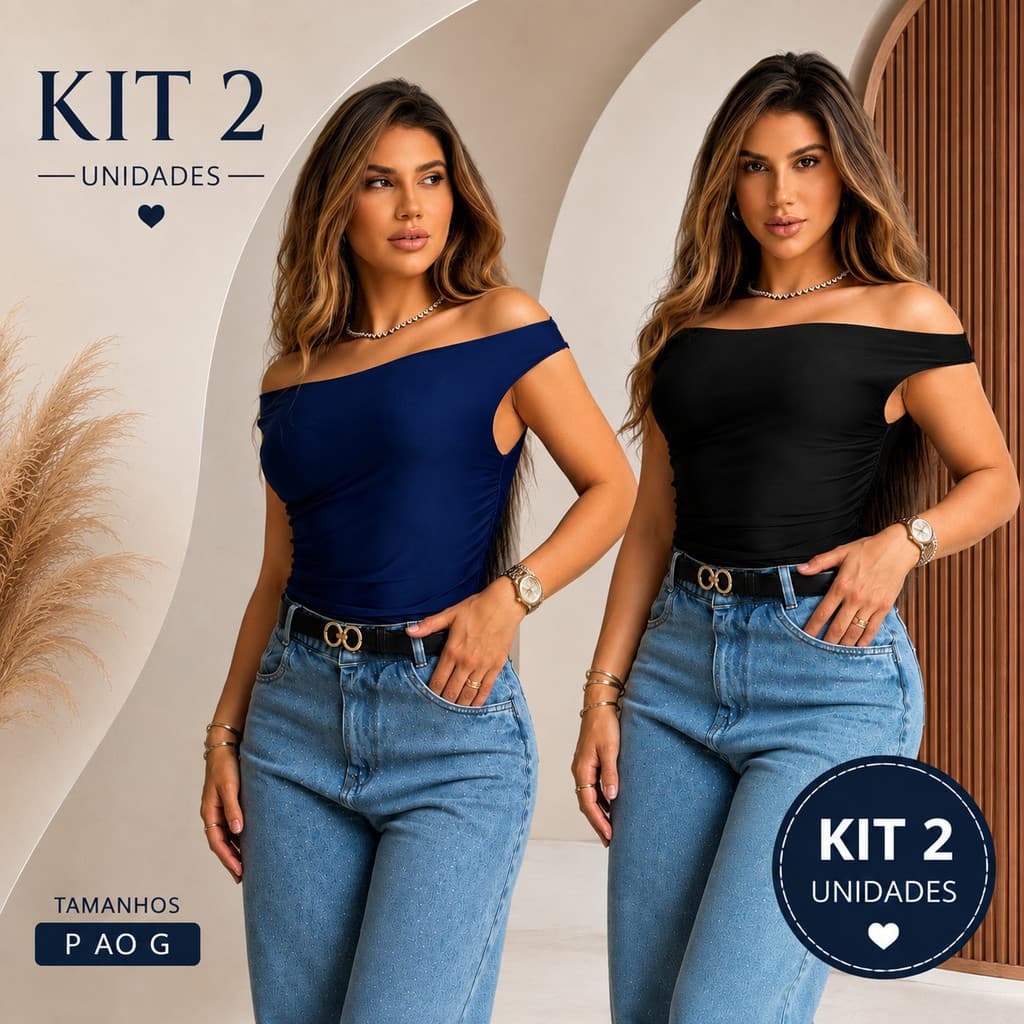 Kit 1 ou 2 Blusa Feminina Ombro a Ombro Ciganinha Princesa Suplex Casual