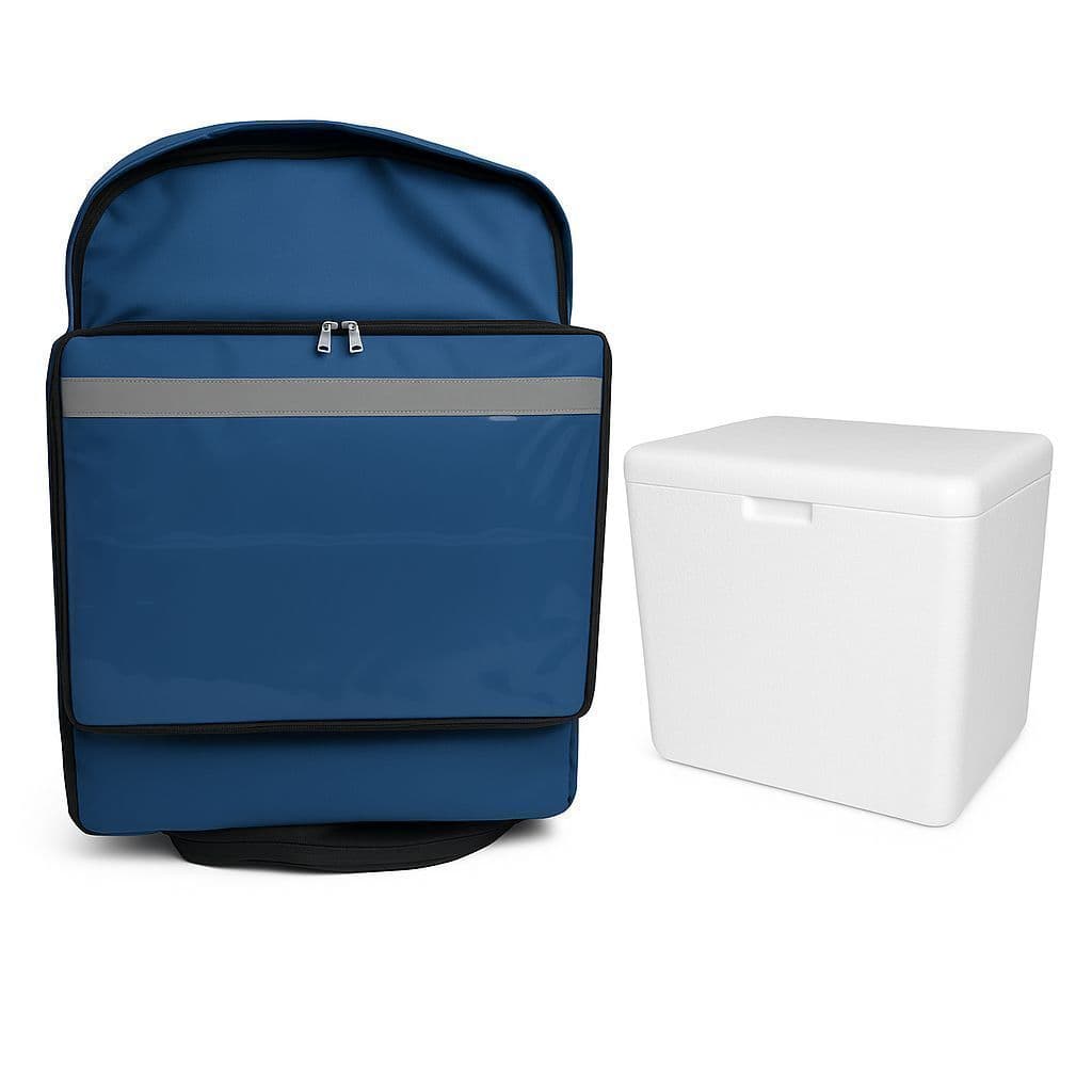 Capas Mochilas Bag AZUL  (Com Isopor) Térmicas De Motoboy Para Isopor De 45 Litros Entregas