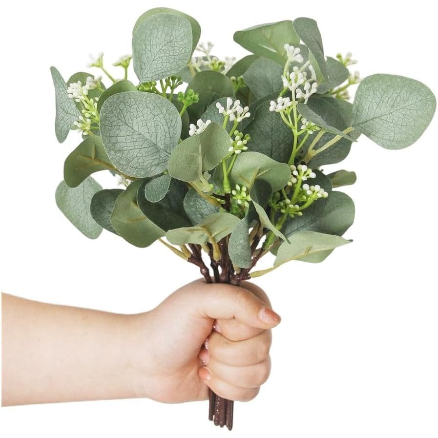 12pçs Folhas De Eucalipto Artificiais , Plantas Falsas Verdes Realistas , Decoração De Casa , Cenário De Arco De Casamen