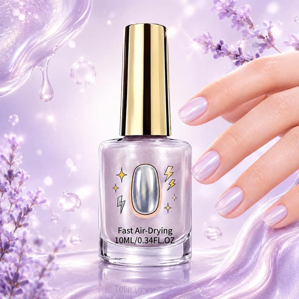Esmalte espelhado lilás brilhante, esmalte espelhado lilás, esmalte de secagem rápida, usado para criar um efeito de man