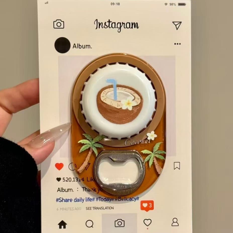 griptok magsafe magsafe popsocket Verão nicho abridor de garrafa de água de coco suporte magnético adequado para MagSafe