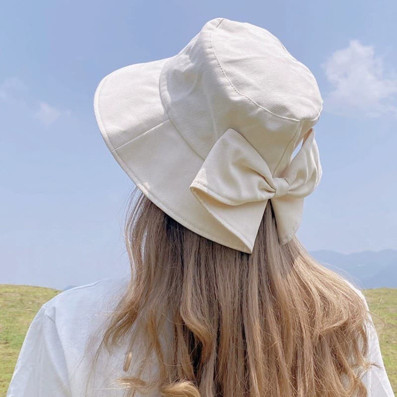 Chapéu de arco feminino na moda chapéu de aba grande feminino verão estilo japonês primavera outono balde chapéu All-Mat