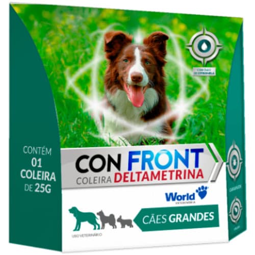 Coleira Antipulgas e Carrapatos para Cães World Veterinária Confront Deltametrina - 25g e 60cm.