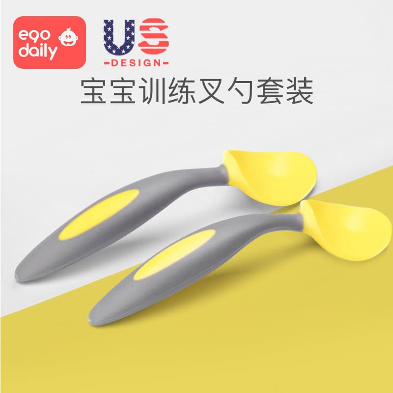 Colher do bebê bebê aprender a comer treinamento colher garfo conjunto bebê crianças utensílios de mesa tigela de comida