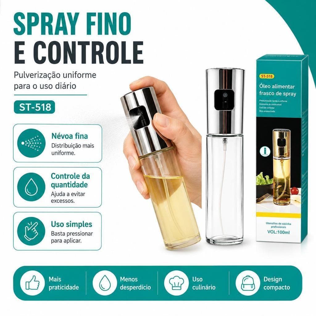 Kit 1/2/3 Unidades Mini Spray Vinagre de Azeite em Vidro Casa Cozinha Azeite 100ml