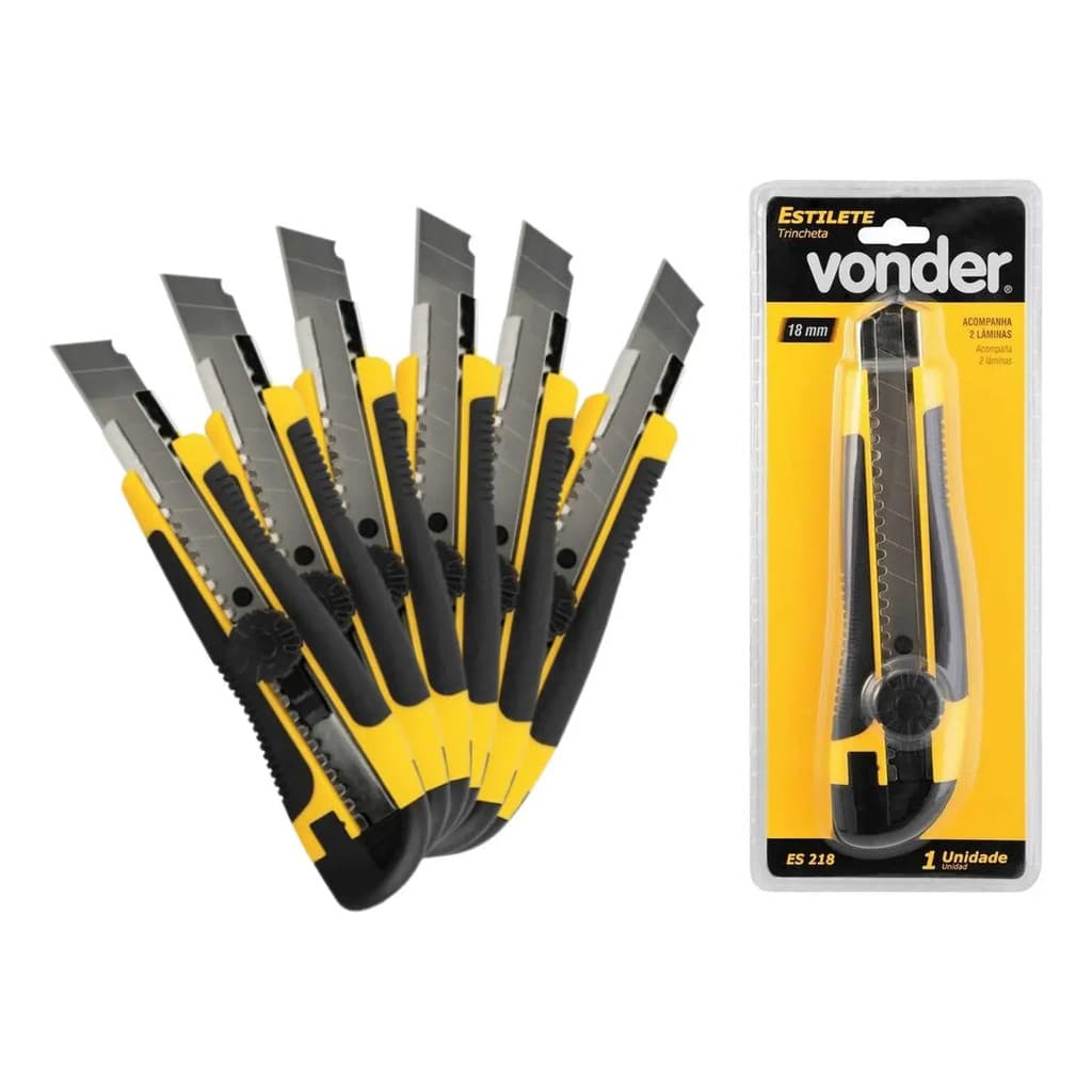 Kit 06 Estilete Profissional Emborrachado 18mm Com Trava